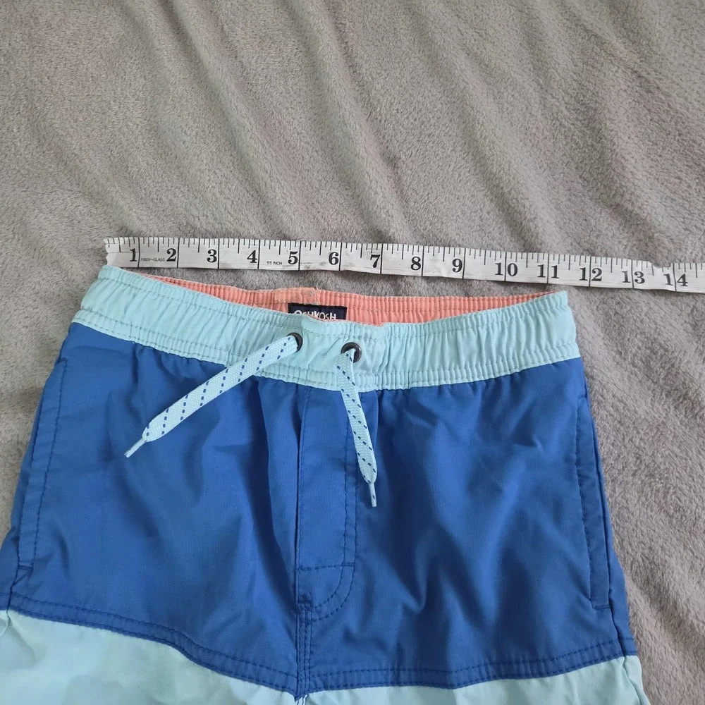 Oshkosh bgosh Boys Size 8 Drawstring Colorblock Swim Trunks Blue